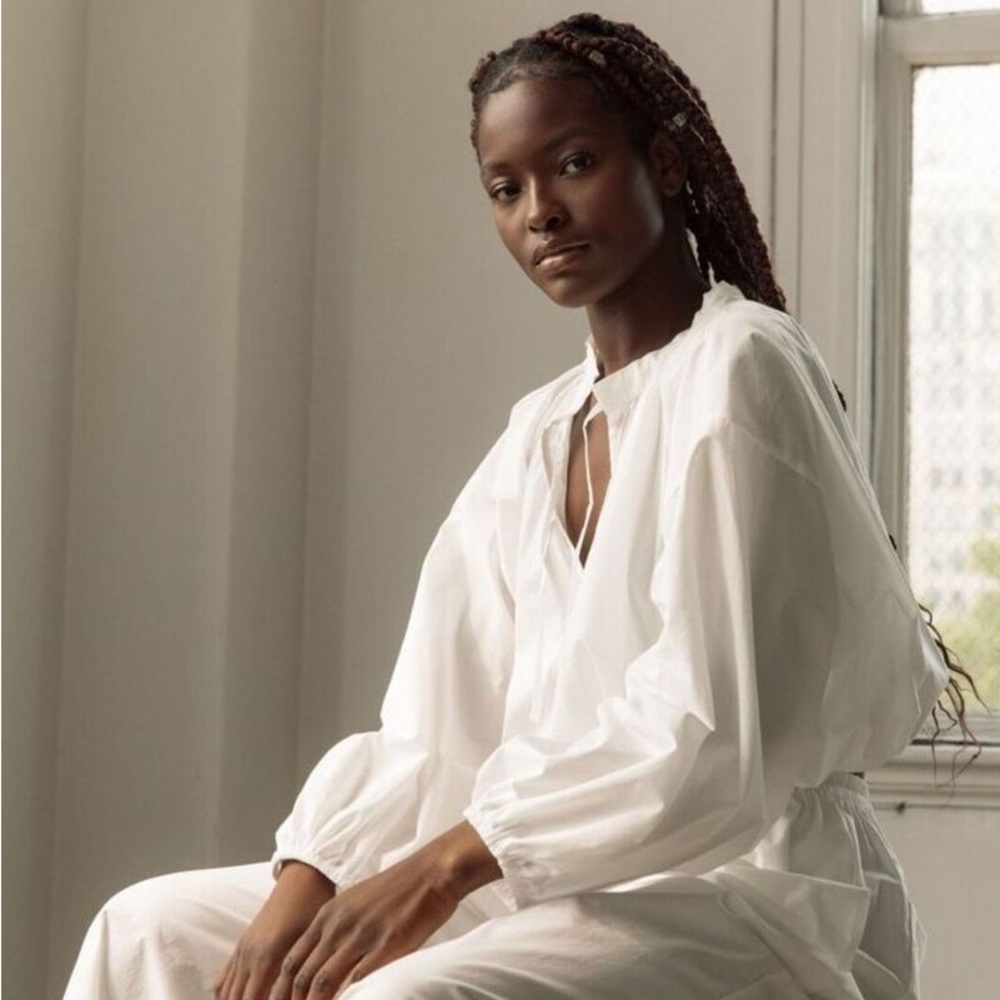 BOHÈME GOODS Organic Cotton French Tie Blouse